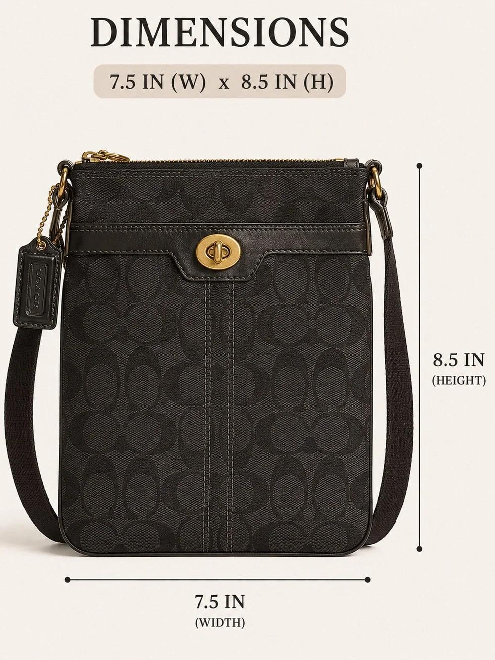 Coach Black Signature Crossbody with Gold Turnlock